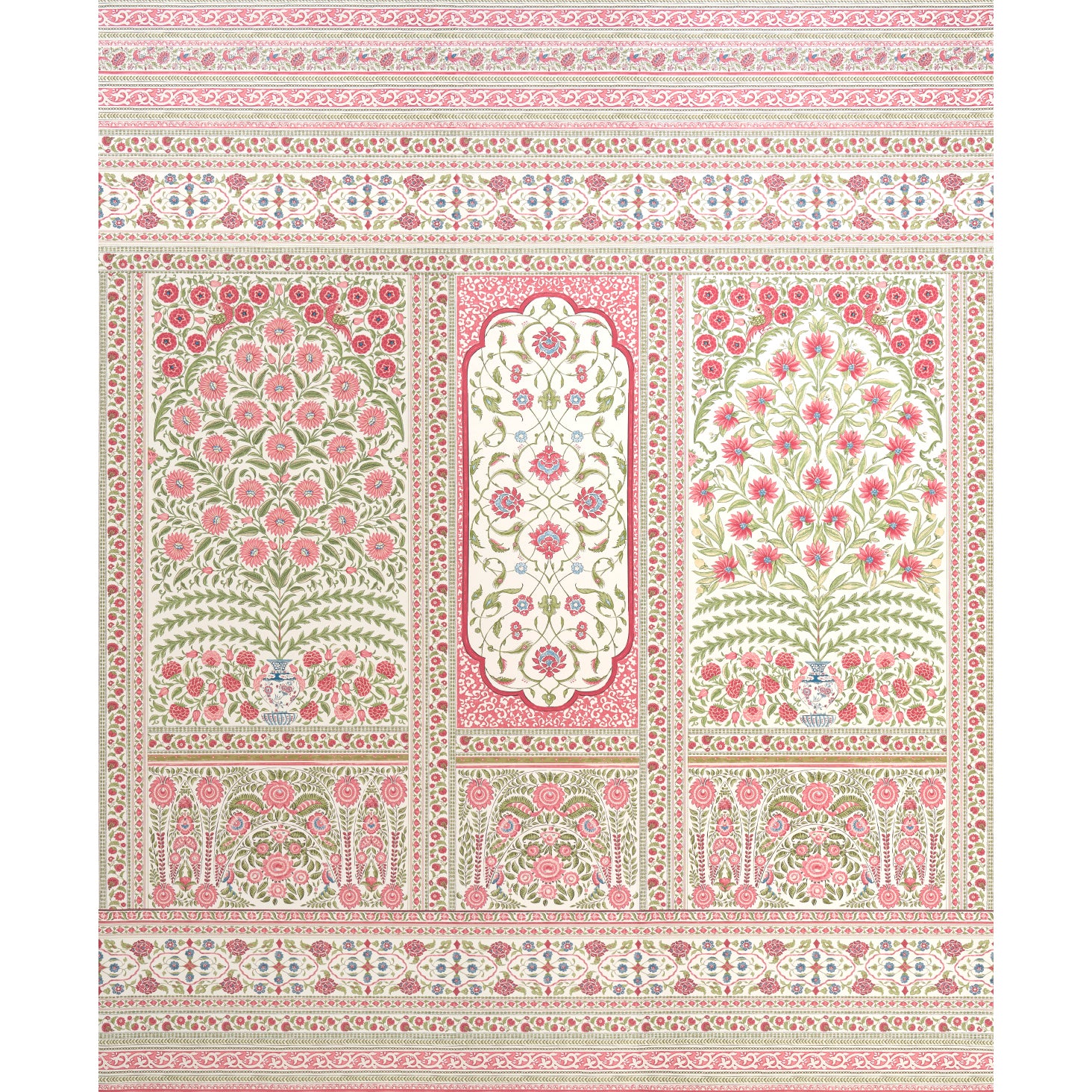Montecito Panel Set wallpaper in red color - pattern number 5015831 - by Schumacher in the Mark D Sikes collection