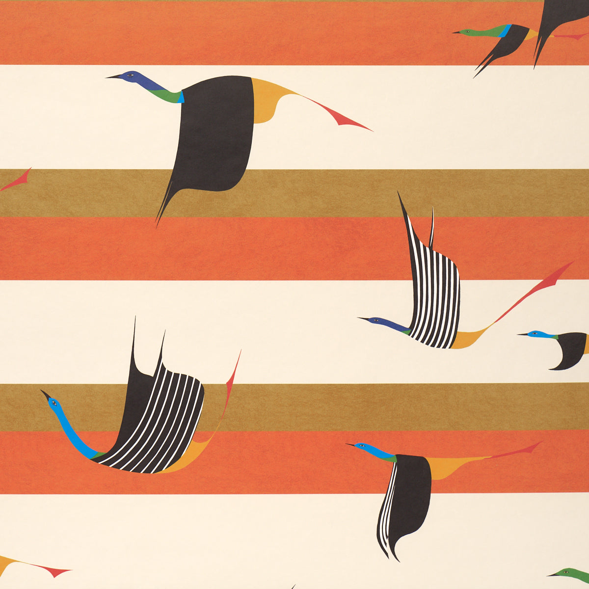 Flying West Wallpaper in orange color - pattern number 5015852 - by Schumacher in the Perennial Favorites collection