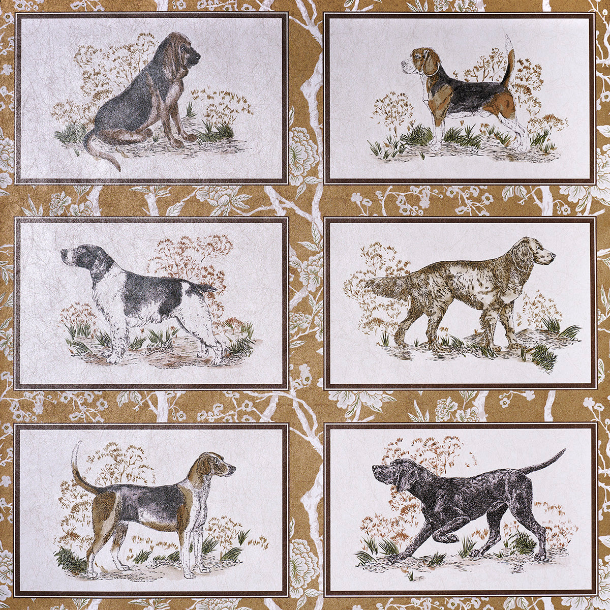 Chasers Legacy Metallic fabric in gold metallic color - pattern number 5016050 - by Schumacher in the A Country Life collection
