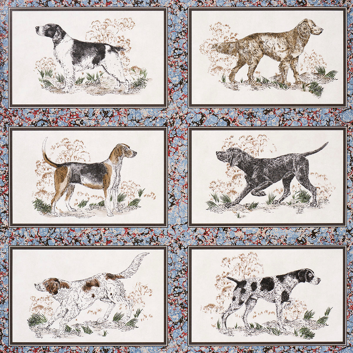 Chasers Legacy fabric in slate color - pattern number 5016080 - by Schumacher in the A Country Life collection