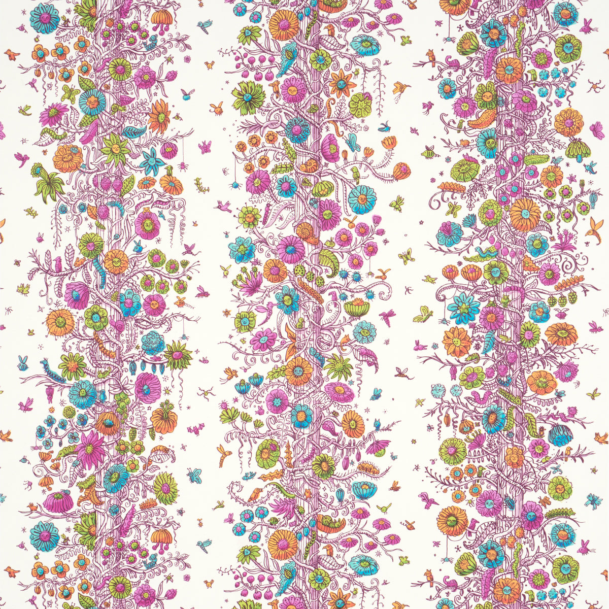 Edward Steeds Towers Of Flowers fabric in multicolor burst color - pattern number 5016140 - by Schumacher in the The New Yorker collection