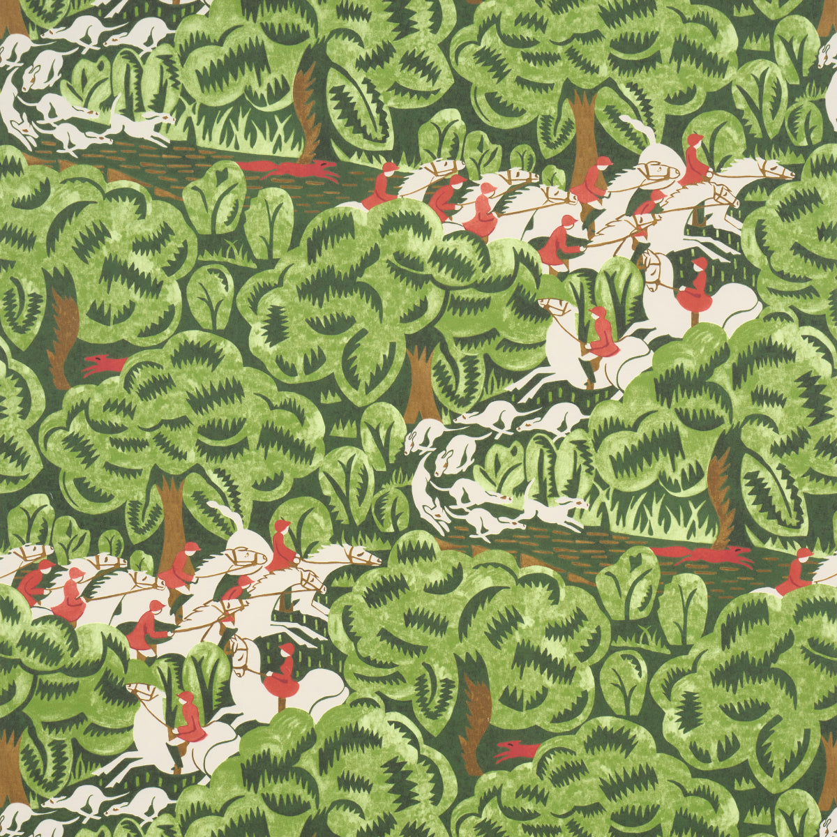 Margaret Schloemans Fox Chase fabric in forest color - pattern number 5016150 - by Schumacher in the The New Yorker collection