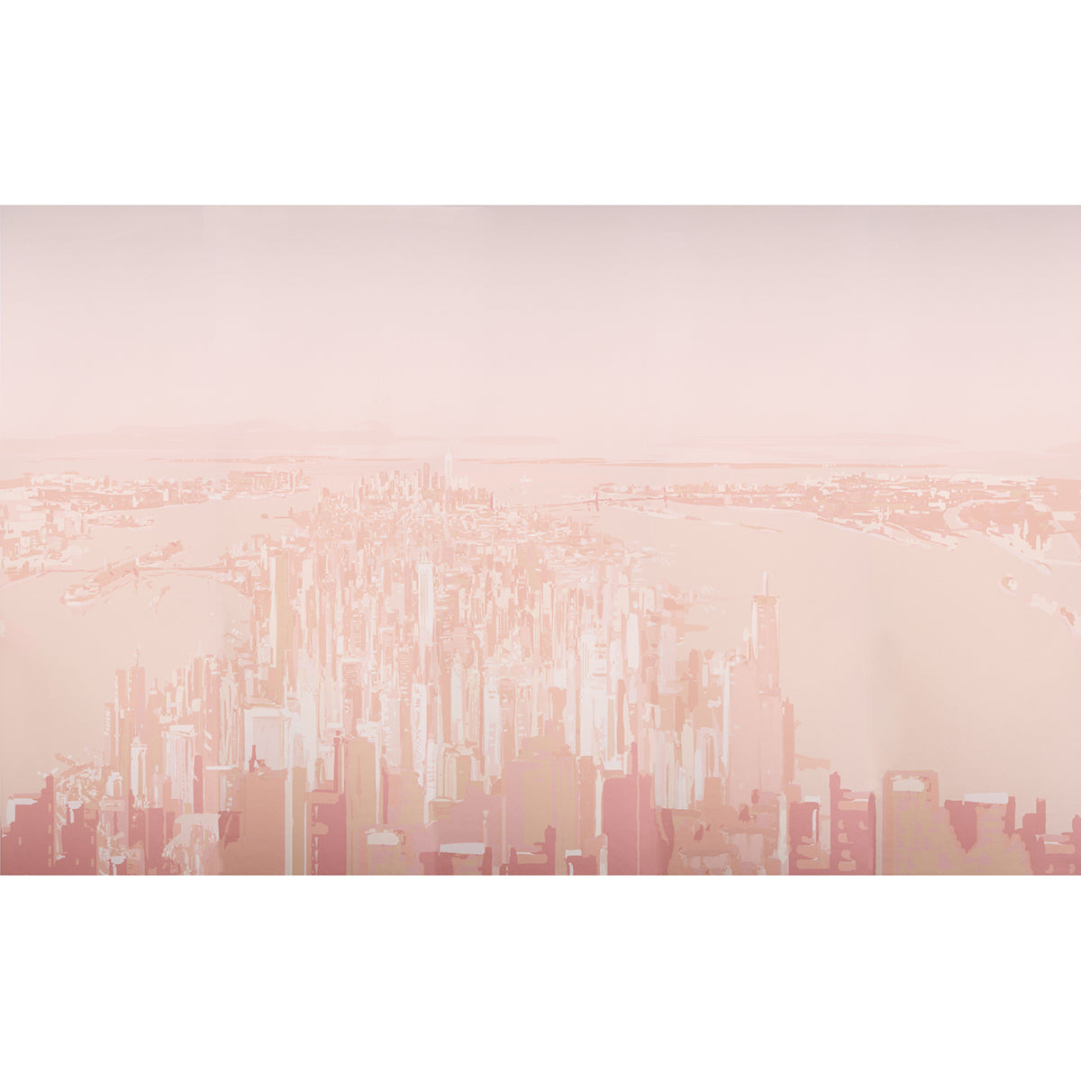 Pascal Campions New York Skyline fabric in blush color - pattern number 5016191 - by Schumacher in the The New Yorker collection