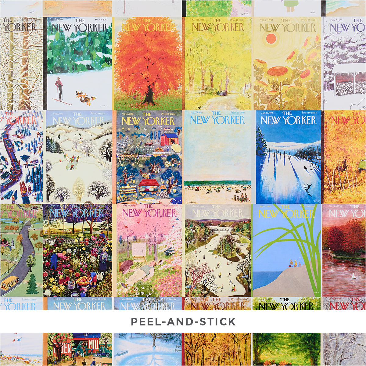 The New Yorker Seasonal Covers Peel and Stick wallpaper in multicolor color - pattern number 5016200 - by Schumacher in the The New Yorker collection