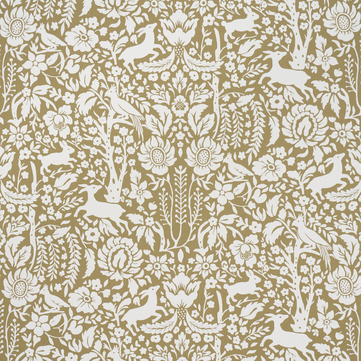 Deerfield wallpaper in moss color - pattern number 5016261 - by Schumacher in the Craft Revival collection