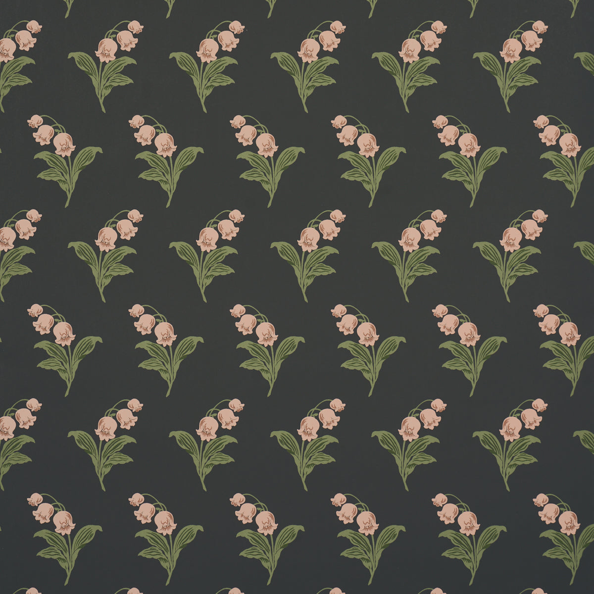 Lily Of The Valley wallpaper in midnight color - pattern number 5016282 - by Schumacher in the Craft Revival collection