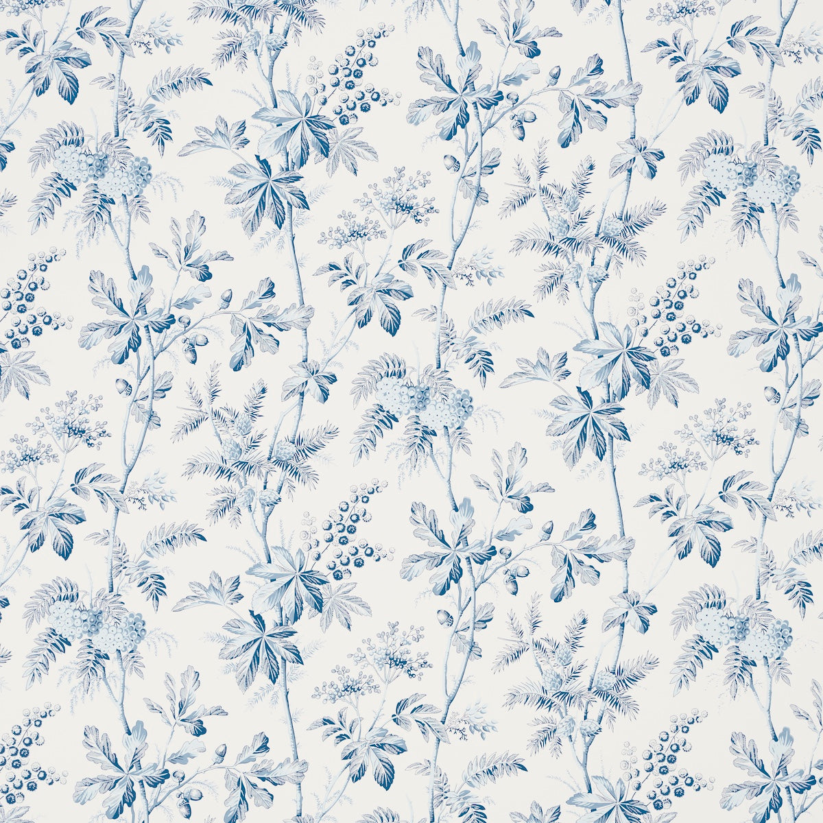 Brantwood Vine fabric in porcelain color - pattern number 5016351 - by Schumacher in the A Country Life collection