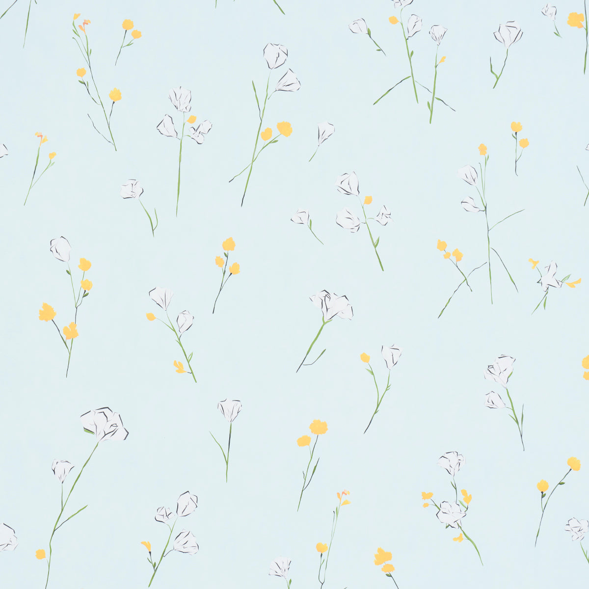 Alexs Floral wallpaper in mist blue color - pattern number 5016401 - by Schumacher in the Schumacher Design Lab collection