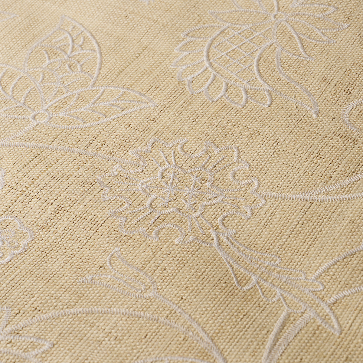 Sconset Embroidered Raffia Wallpaper in natural color - pattern number 5016430 - by Schumacher in the Novelty and Textured Wallcovering collection