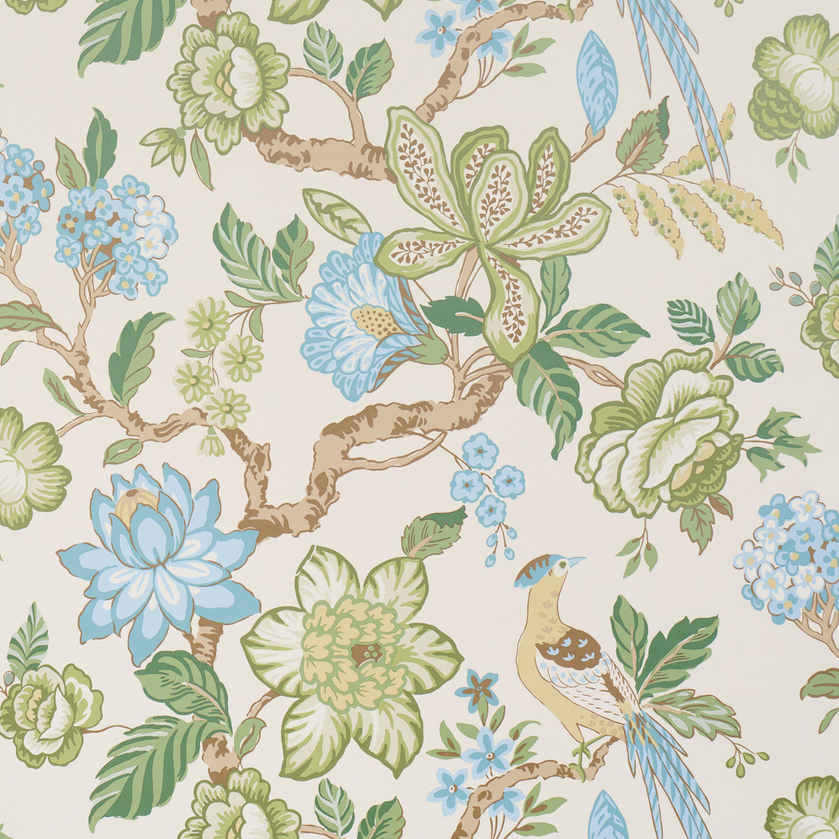 Huntington Gardens wallpaper in paradis color - pattern number 5016662 - by Schumacher in the Timothy Corrigan collection