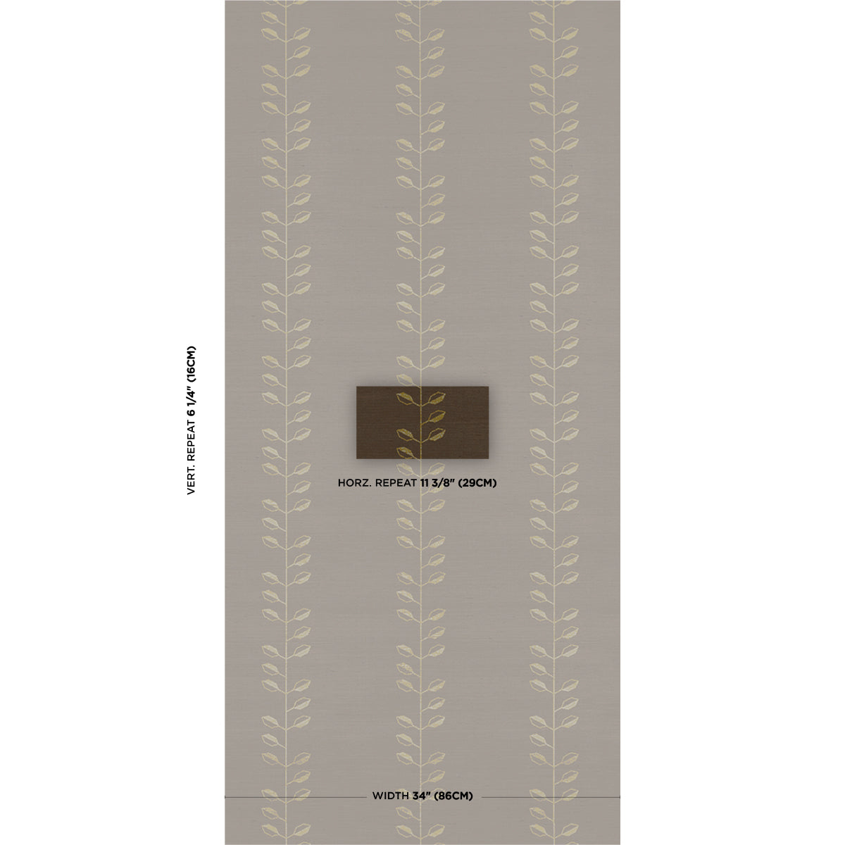Geo Leaf Sisal Wallpaper in metallic gold and sepia color - pattern number 5016701 - by Schumacher in the Perennial Favorites collection