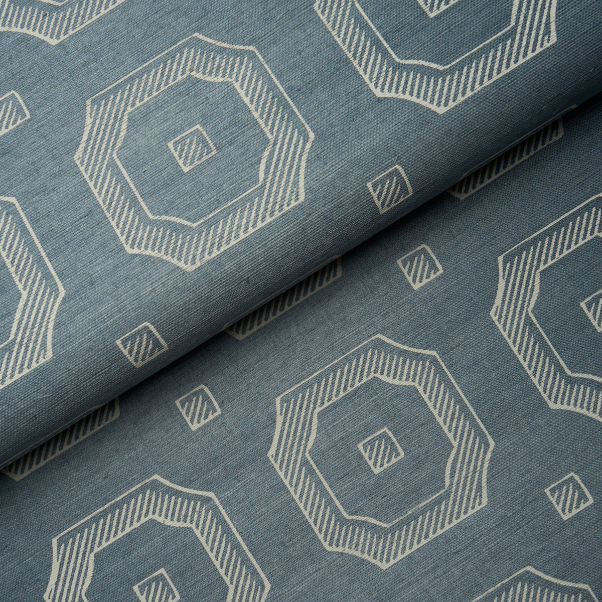 Beveled Frame Sisal wallpaper in denim color - pattern number 5016730 - by Schumacher in the Textured and Woven Wallcoverings collection