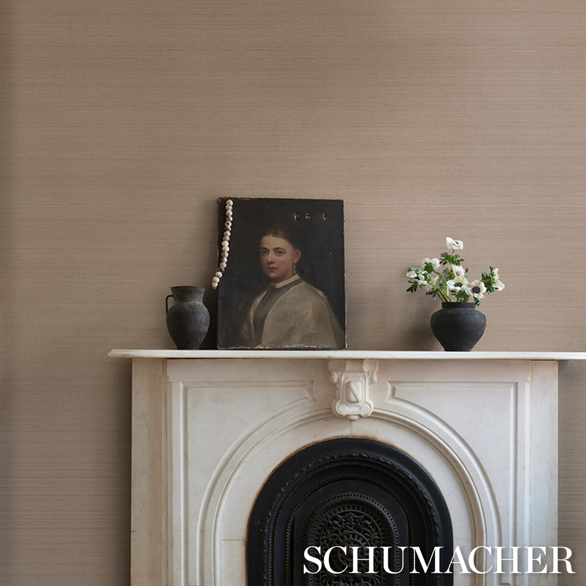 Musa Abaca Wallpaper in antique blush color - pattern number 5016871 - by Schumacher in the Patterson Flynn collection