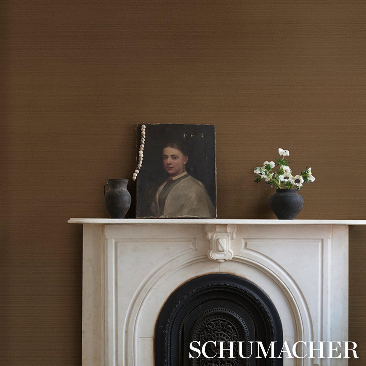 Musa Abaca Wallpaper in toffee color - pattern number 5016875 - by Schumacher in the Patterson Flynn collection