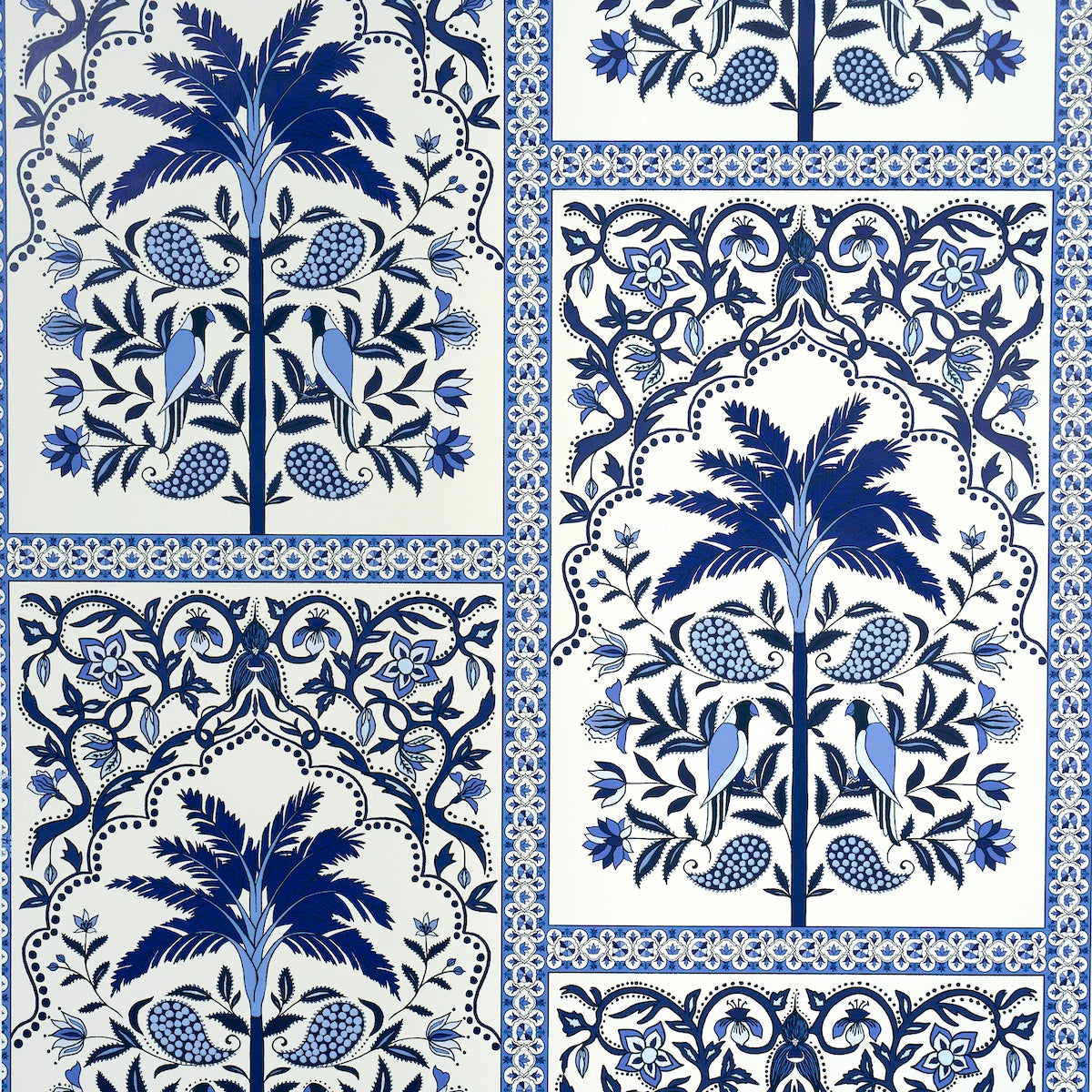 Amazonas Mystique wallpaper in tropical shades of blue color - pattern number 5016941 - by Schumacher in the Johanna Ortiz collection