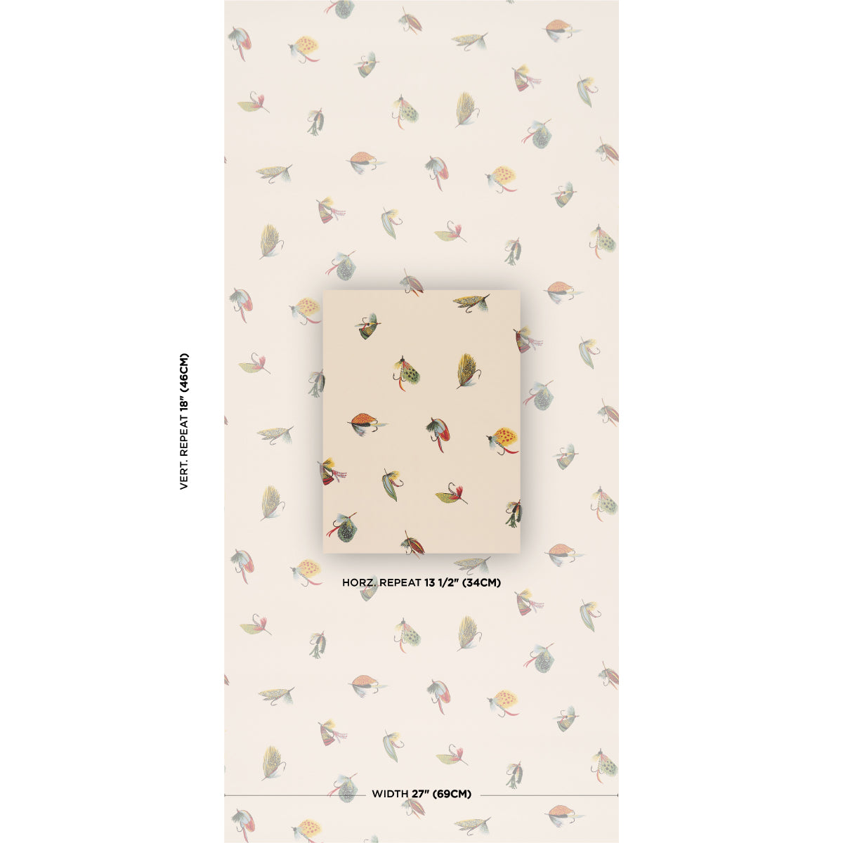 Fly Fishing Wallpaper in ivory color - pattern number 5016990 - by Schumacher in the A Country Life collection