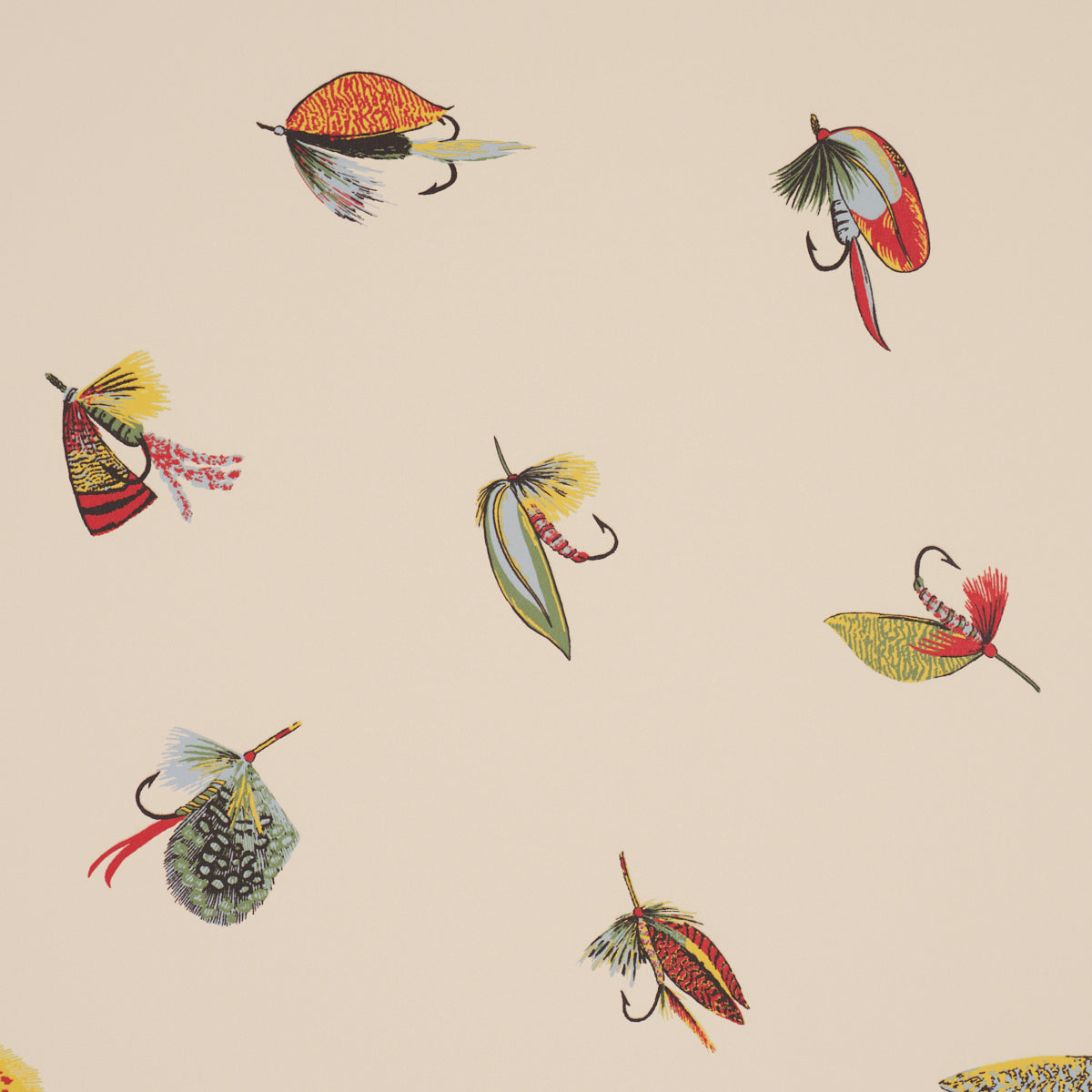Fly Fishing Wallpaper in ivory color - pattern number 5016990 - by Schumacher in the A Country Life collection