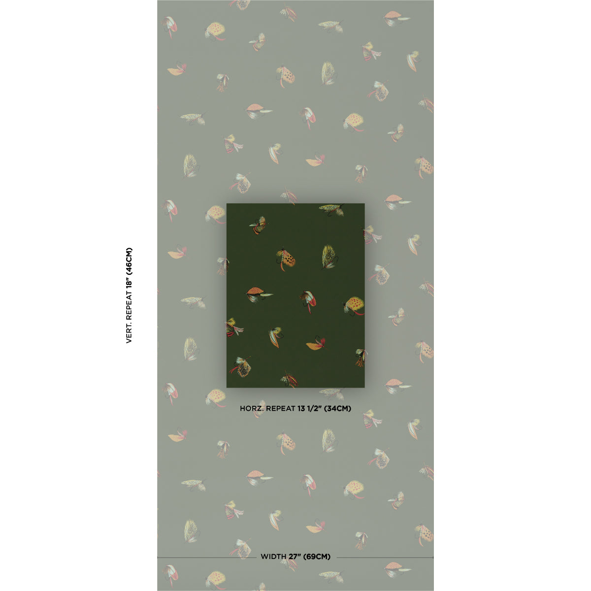 Fly Fishing Wallpaper in forest green color - pattern number 5016991 - by Schumacher in the A Country Life collection