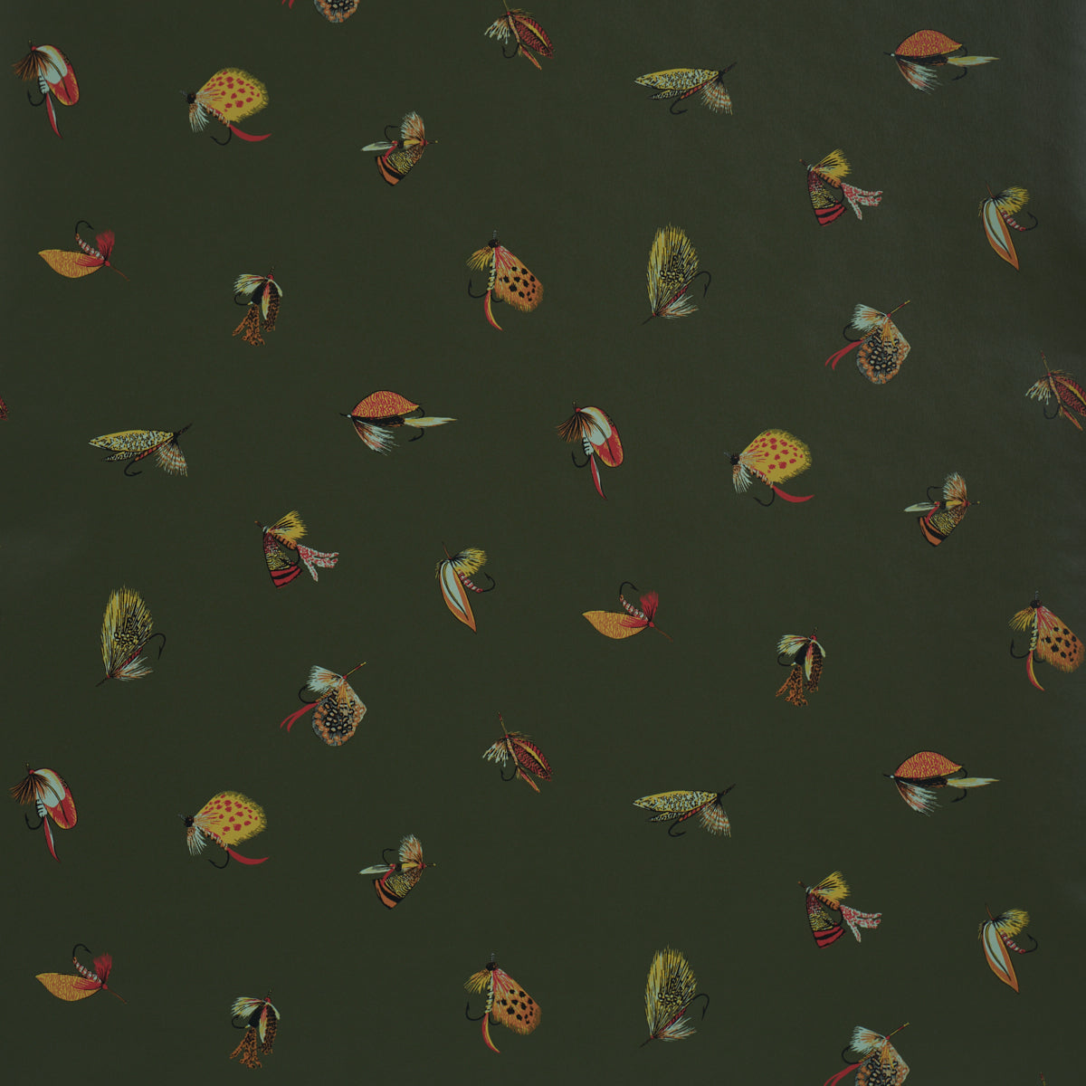 Fly Fishing Wallpaper in forest green color - pattern number 5016991 - by Schumacher in the A Country Life collection