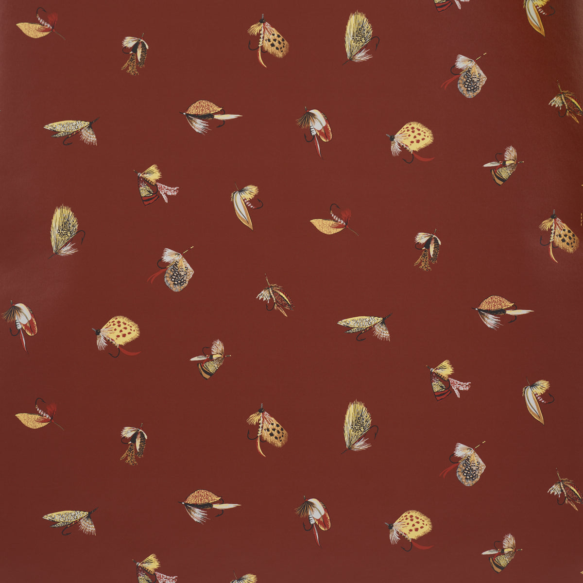 Fly Fishing Wallpaper in russet color - pattern number 5016992 - by Schumacher in the A Country Life collection