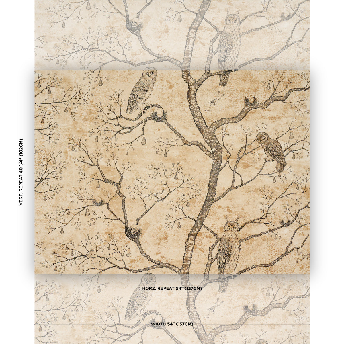 L Attesa Nella Notte Wallpaper in parchment color - pattern number 5017090 - by Schumacher in the Luxe Lodge collection