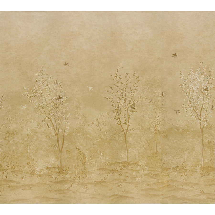 Sublime 4 Panel Set Wallpaper in gold color - pattern number 5017132 - by Schumacher in the Colette Cosentino collection