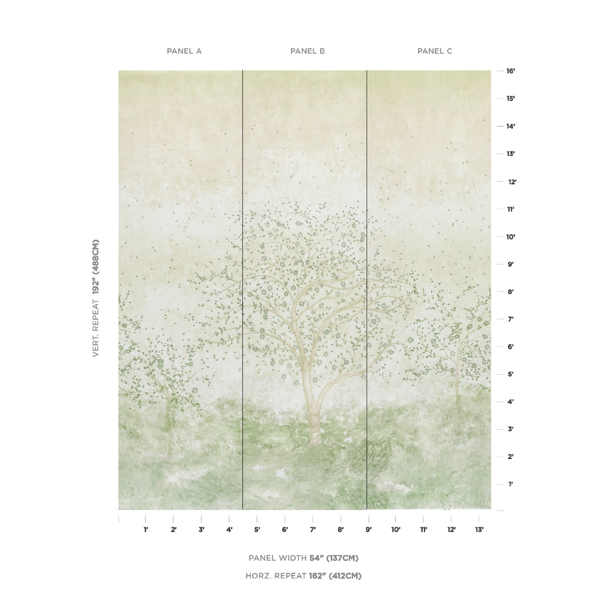 Psalm 3 Panel Set Wallpaper in alabaster color - pattern number 5017141 - by Schumacher in the Colette Cosentino collection