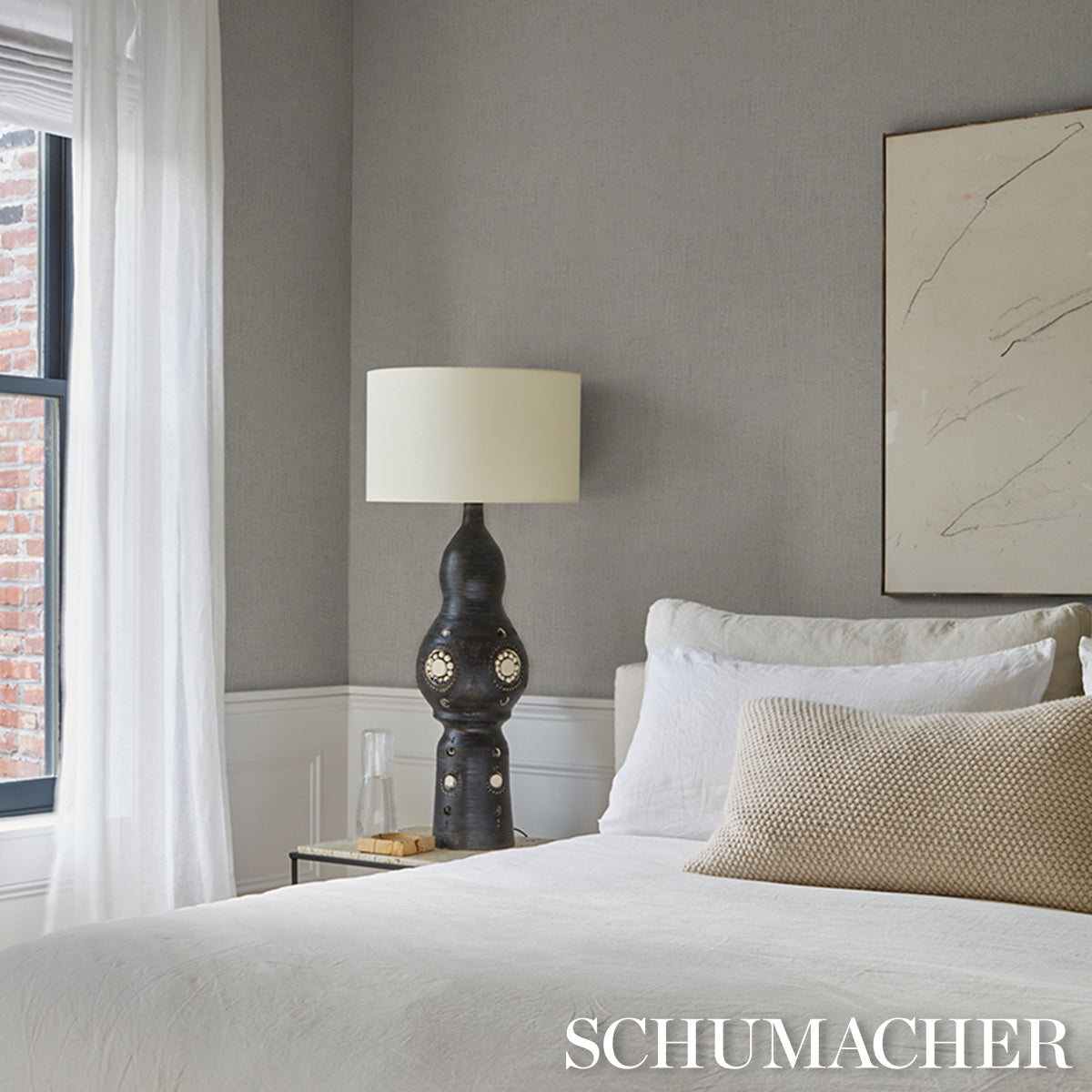 Paperweave Vinyl Wallpaper in mineral color - pattern number 5017253 - by Schumacher in the Schumacher Utility collection