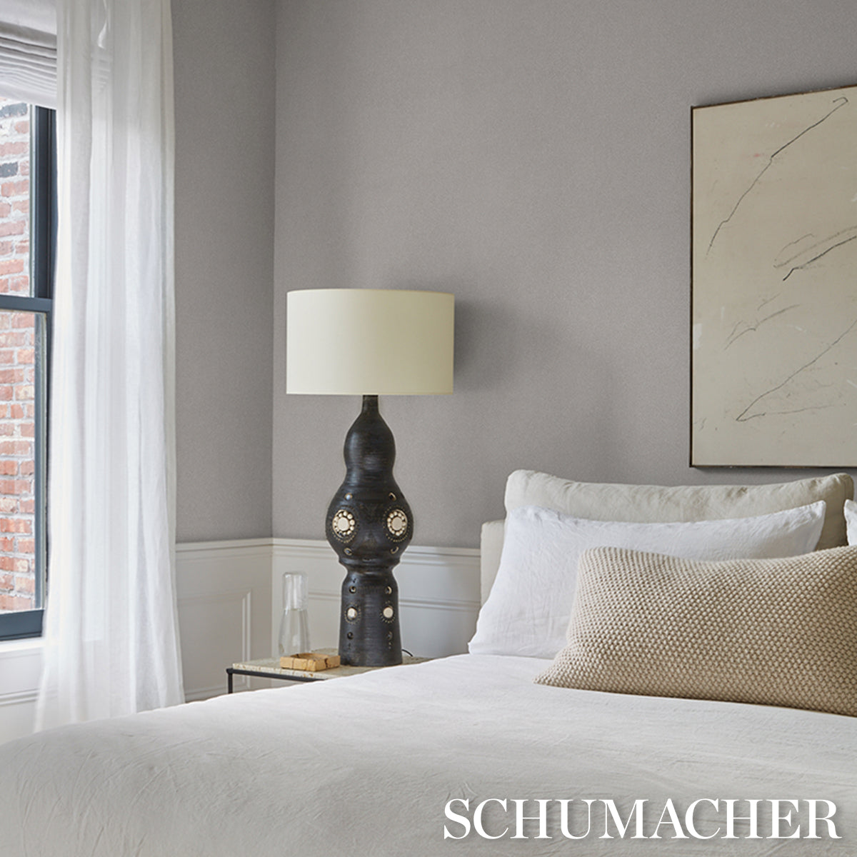 Dunbar Shagreen Vinyl Wallpaper in dove color - pattern number 5017262 - by Schumacher in the Schumacher Utility collection