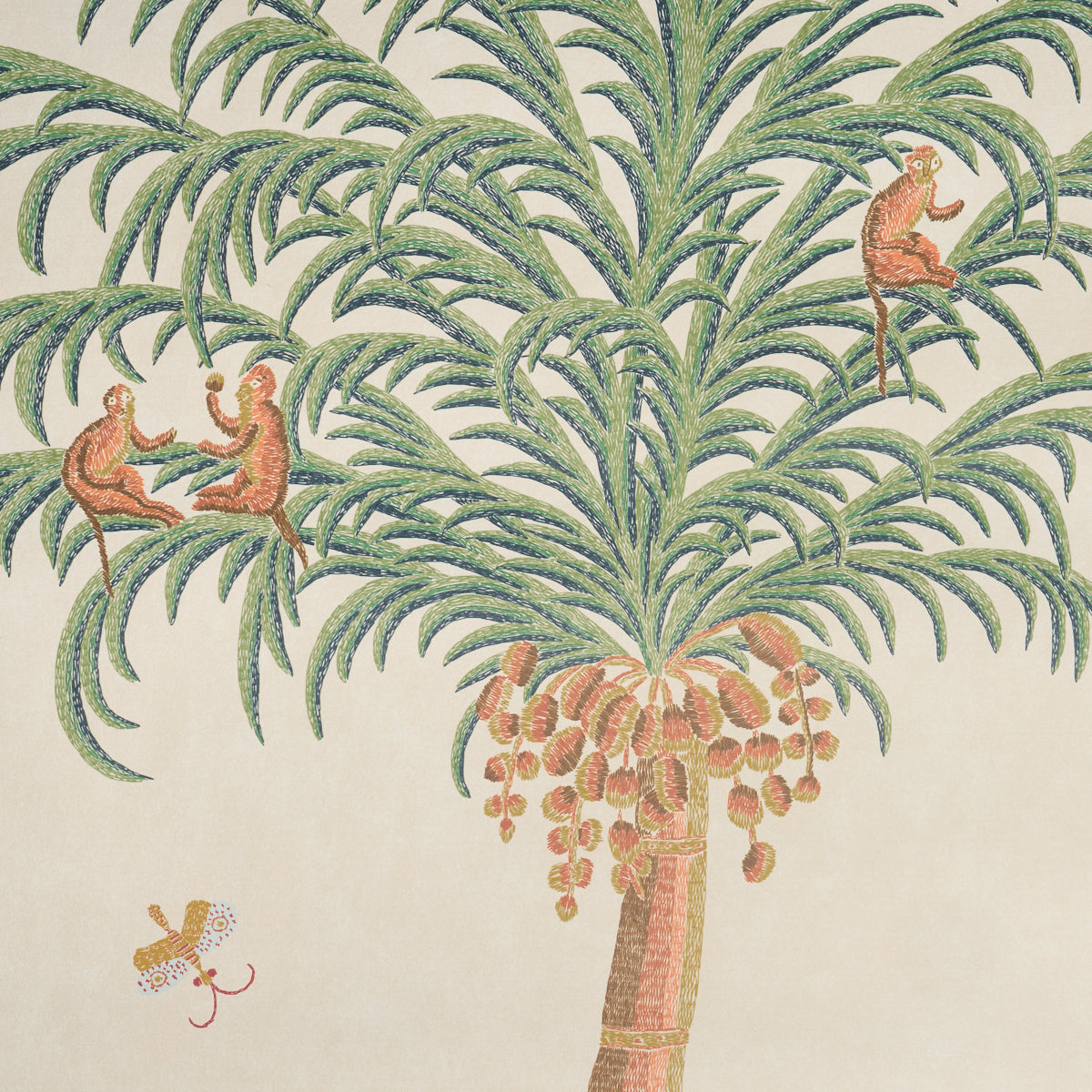 Spotswood Crewel 2 Panel Set Wallpaper in multi color - pattern number 5017320 - by Schumacher in the Williamsburg collection