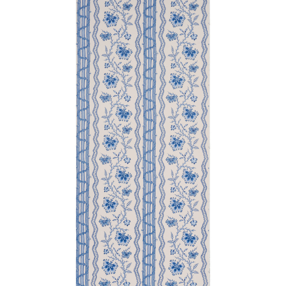 Parvati Floral Stripe Wallpaper in delft color - pattern number 5017332 - by Schumacher in the Williamsburg collection