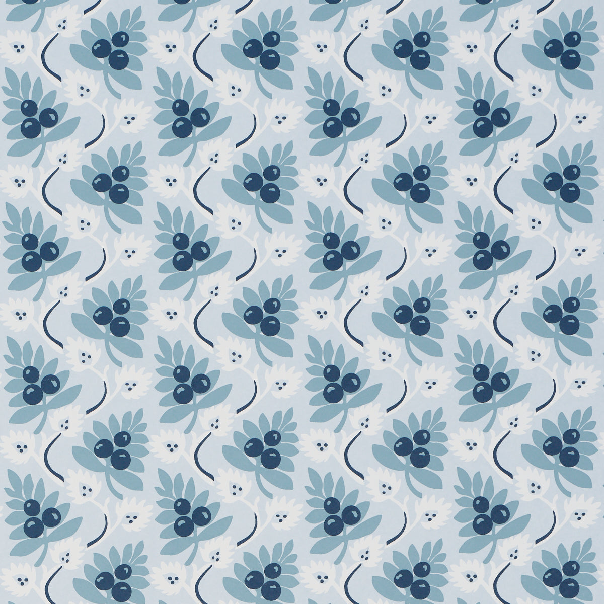 Custis Orchard Wallpaper in sky color - pattern number 5017342 - by Schumacher in the Williamsburg collection