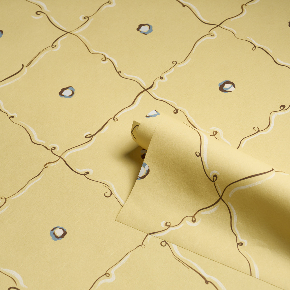 Colette Wallpaper in light yellow color - pattern number 5017373 - by Schumacher in the Backdrop I collection