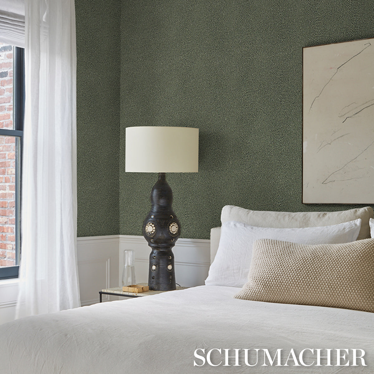 Snakeskin Vinyl Wallpaper in sky color - pattern number 5017504 - by Schumacher in the Schumacher Utility collection