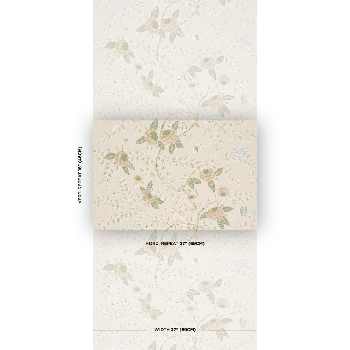 Tole Bird Wallpaper in petal color - pattern number 5017541 - by Schumacher in the Schumacher Classics collection