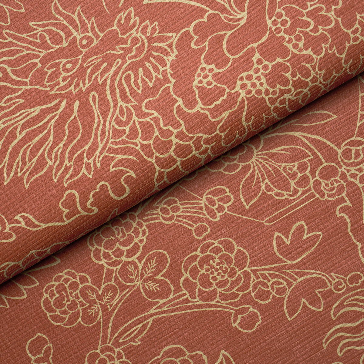 Chiang Mai Dragon Silhouette Raffia Wallpaper in terracotta color - pattern number 5017620 - by Schumacher in the Atelier Paris collection