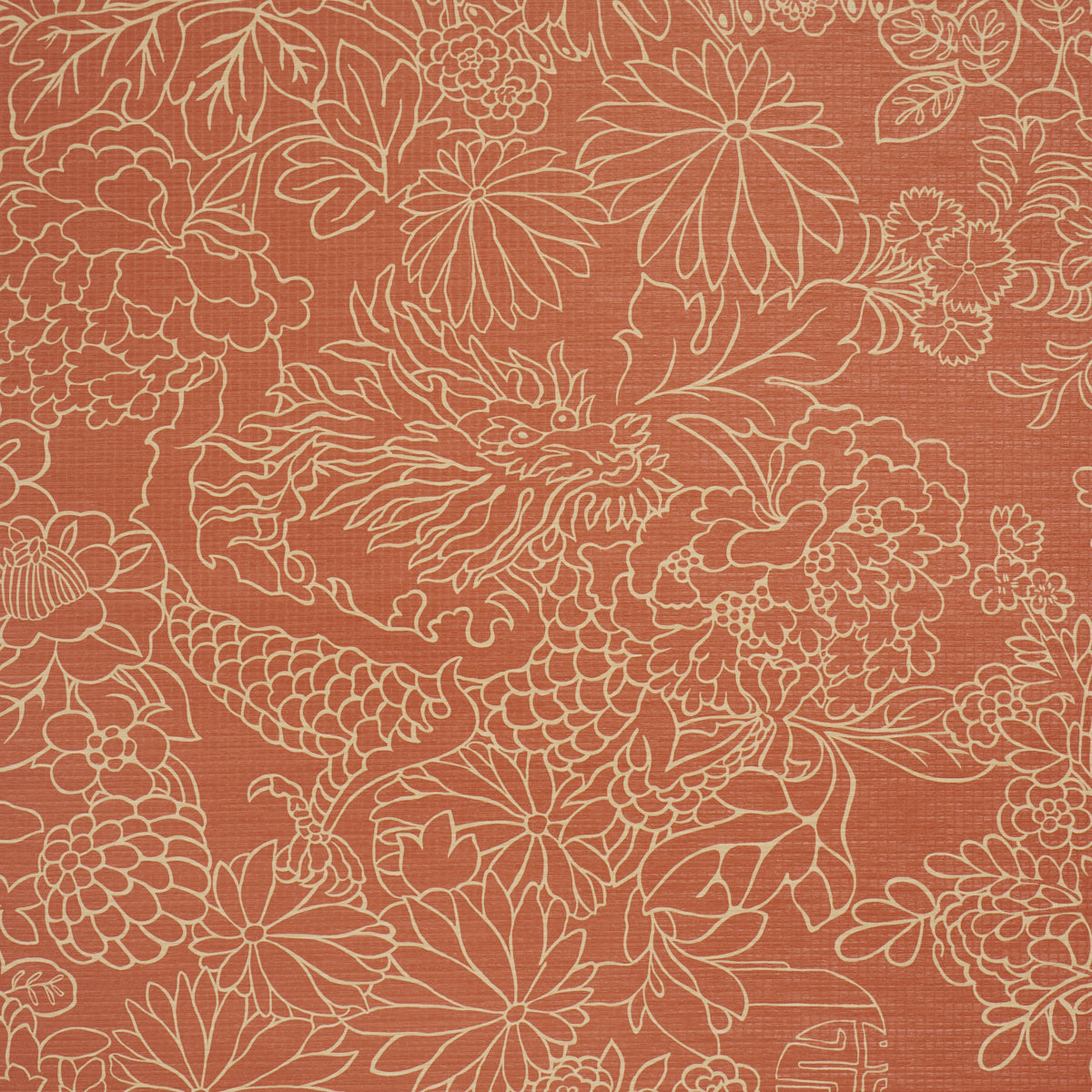 Chiang Mai Dragon Silhouette Raffia Wallpaper in terracotta color - pattern number 5017620 - by Schumacher in the Atelier Paris collection