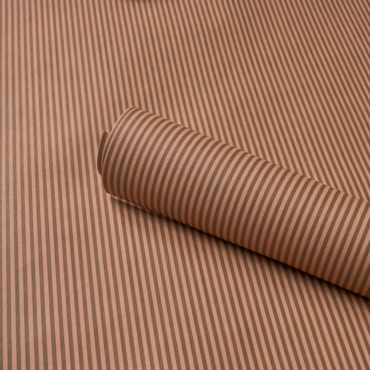 Edwin Stripe Narrow Wallpaper in chestnut rose color - pattern number 5017634 - by Schumacher in the Atelier Paris collection