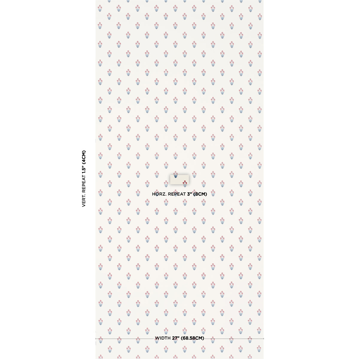Moira Hand Print Wallpaper in blue and red color - pattern number 5017661 - by Schumacher in the Prairie collection