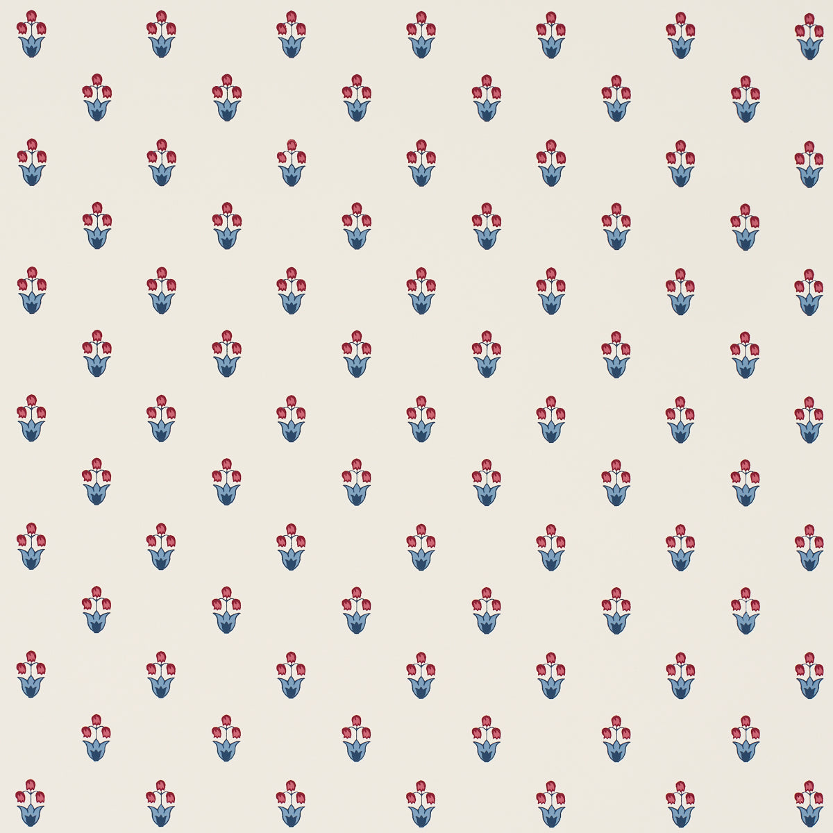 Moira Hand Print Wallpaper in blue and red color - pattern number 5017661 - by Schumacher in the Prairie collection