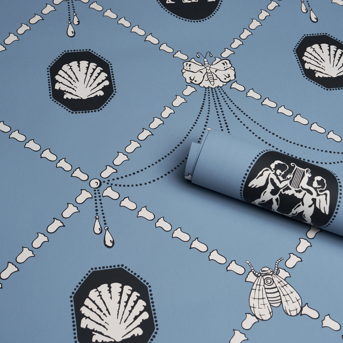 Edith Wallpaper in blue color - pattern number 5017841 - by Schumacher in the Backdrop I collection