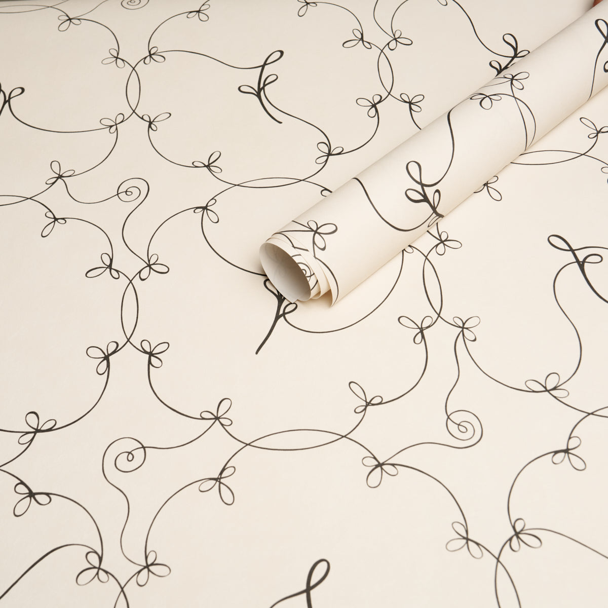 Broderie Wallpaper in black and ivory color - pattern number 5017852 - by Schumacher in the Backdrop I collection