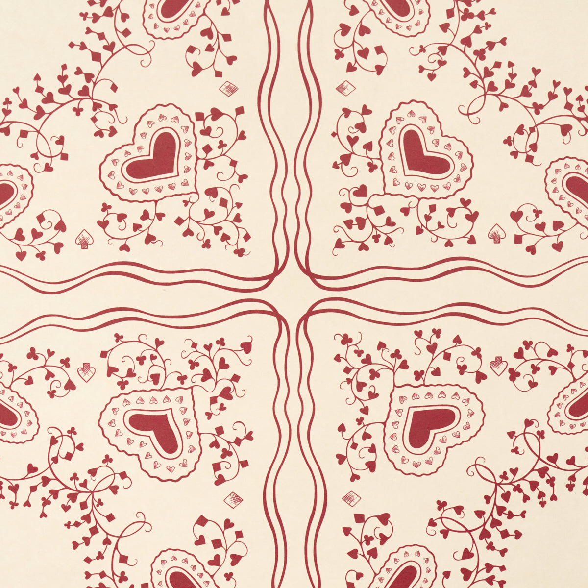 Garden Of Hearts Wallpaper in red color - pattern number 5017861 - by Schumacher in the Backdrop I collection