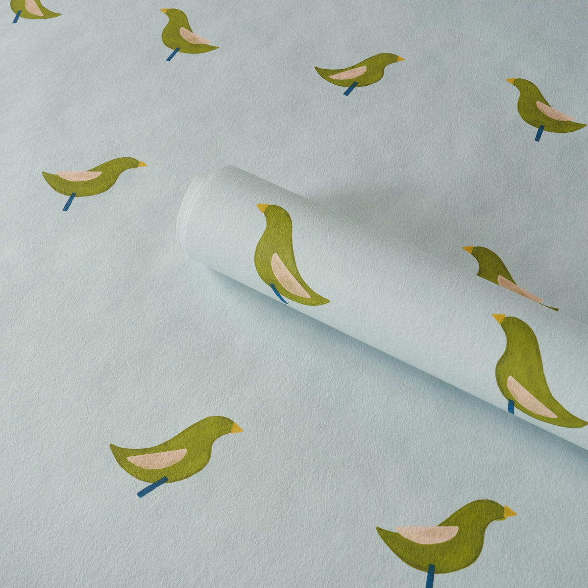 Birds Print Wallpaper in green on sky color - pattern number 5017891 - by Schumacher in the Perennial Favorites collection