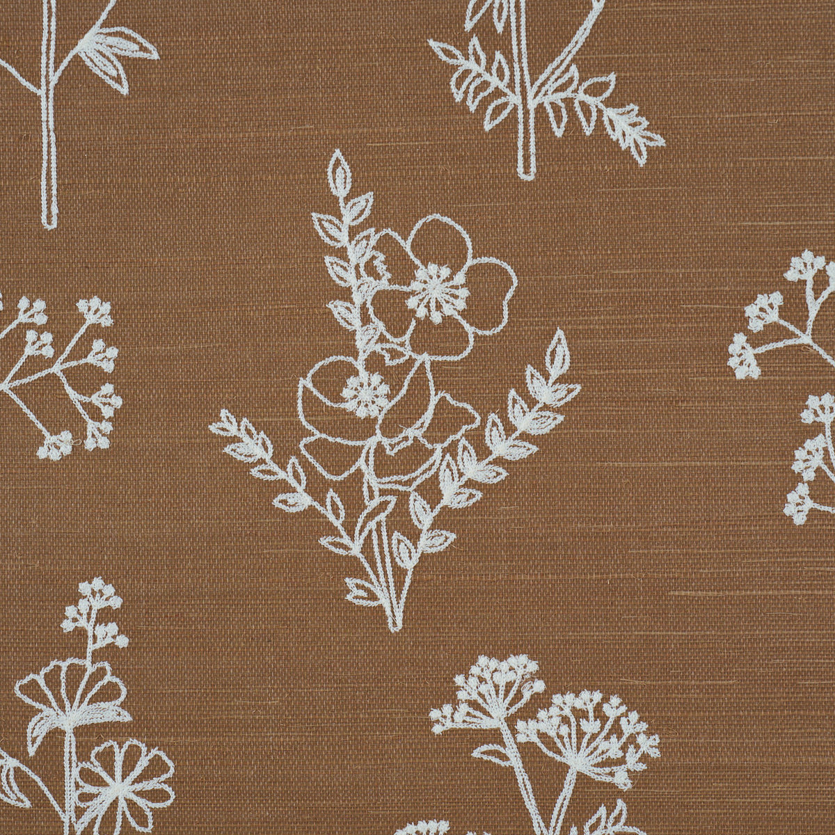 Lisbeth Embroidered Sisal Wallpaper in brown color - pattern number 5017911 - by Schumacher in the Perennial Favorites collection