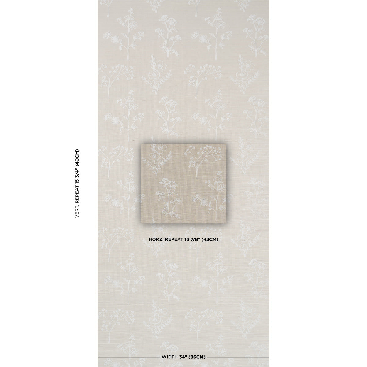Lisbeth Embroidered Sisal Wallpaper in pearl color - pattern number 5017912 - by Schumacher in the Perennial Favorites collection
