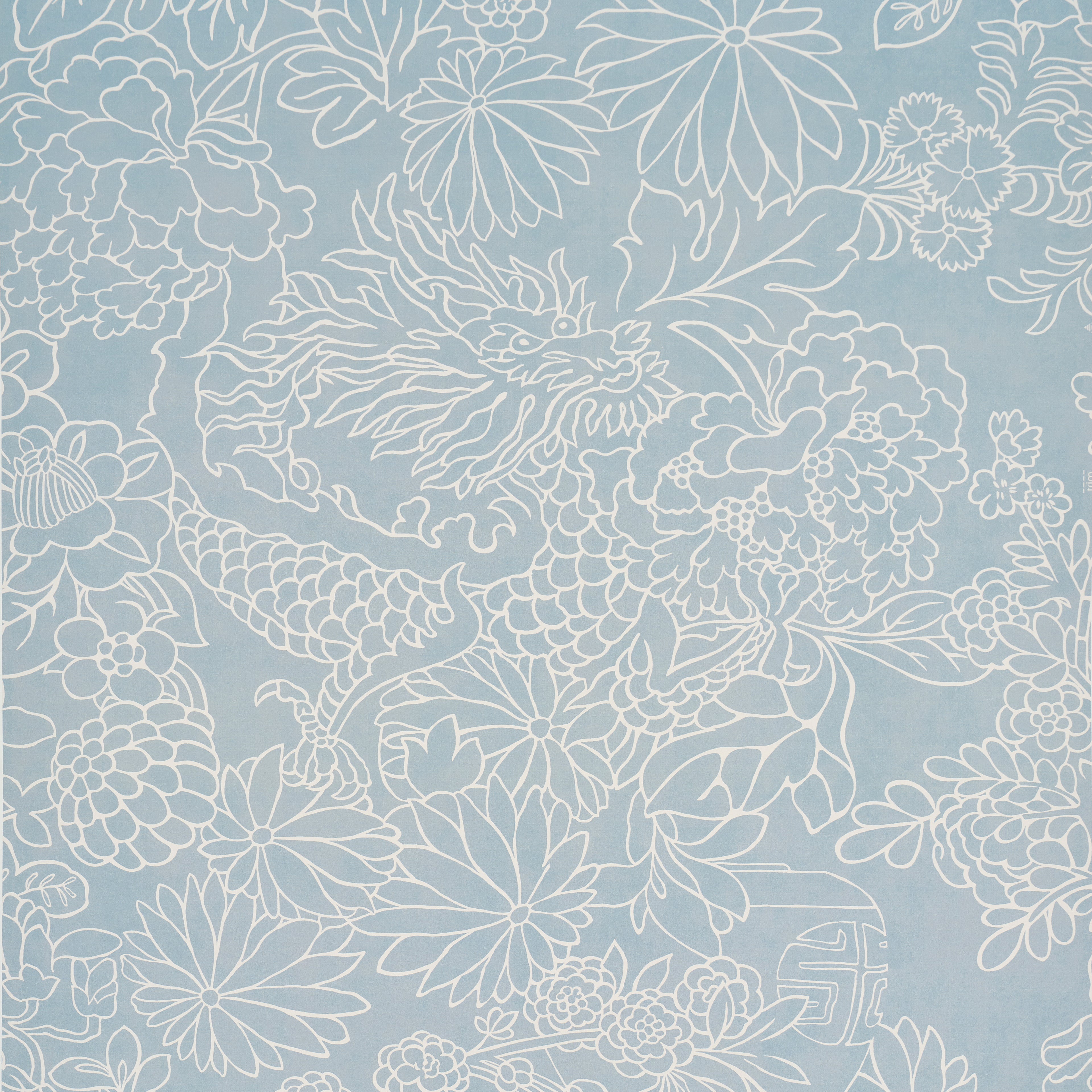 Chiang Mai Dragon Silhouette Wallpaper in ciel de provence color - pattern number 5017920 - by Schumacher in the Atelier Paris collection