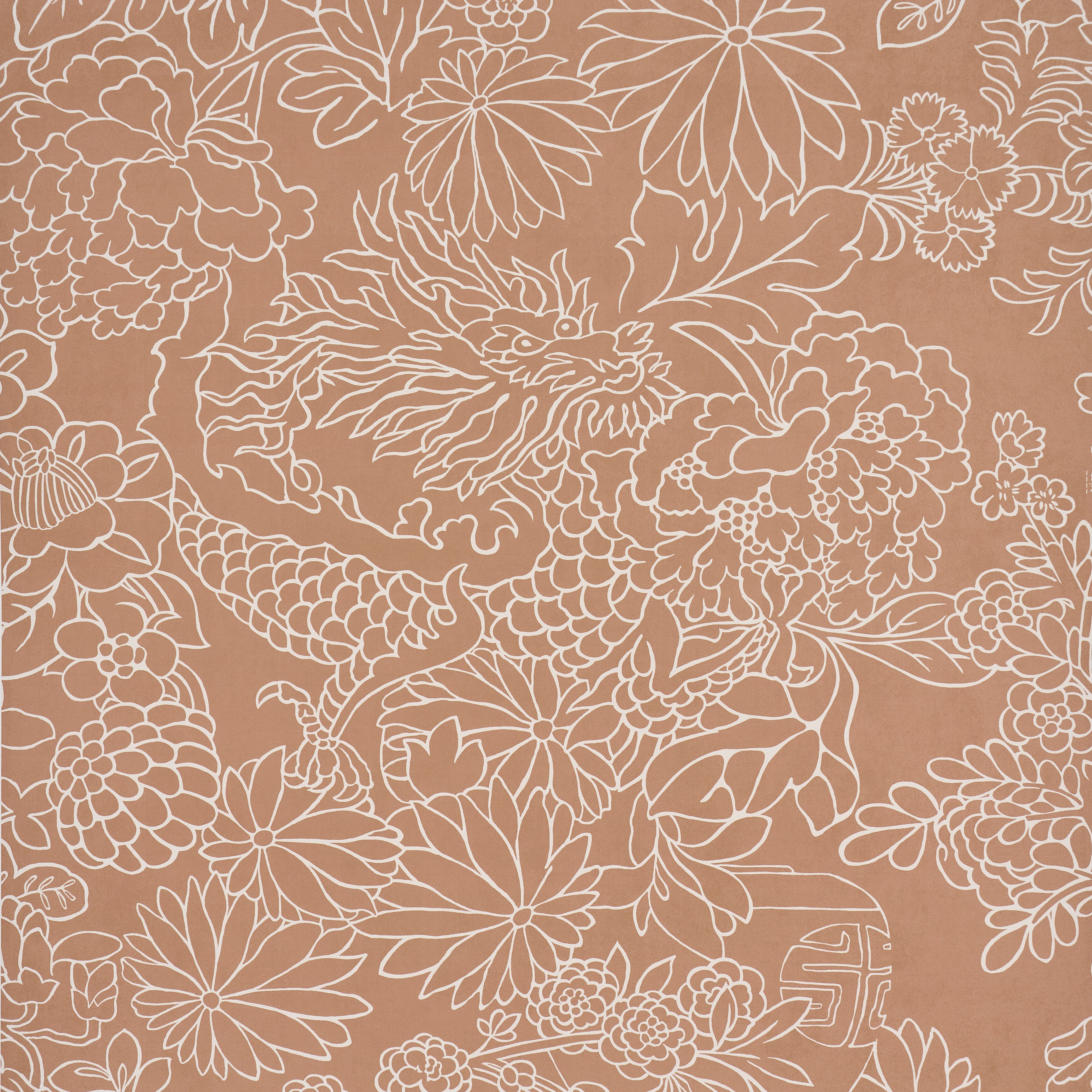 Chiang Mai Dragon Silhouette Wallpaper in mediterranean spice color - pattern number 5017921 - by Schumacher in the Atelier Paris collection