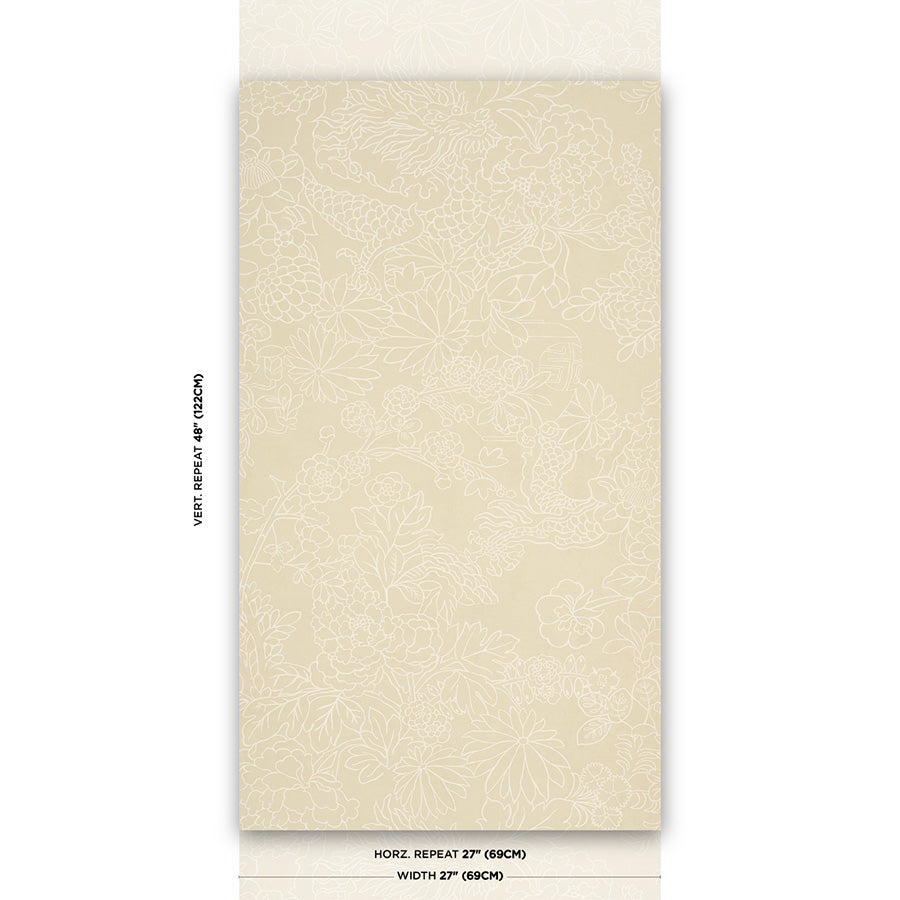 Chiang Mai Dragon Silhouette Wallpaper in mistral sand color - pattern number 5017922 - by Schumacher in the Atelier Paris collection