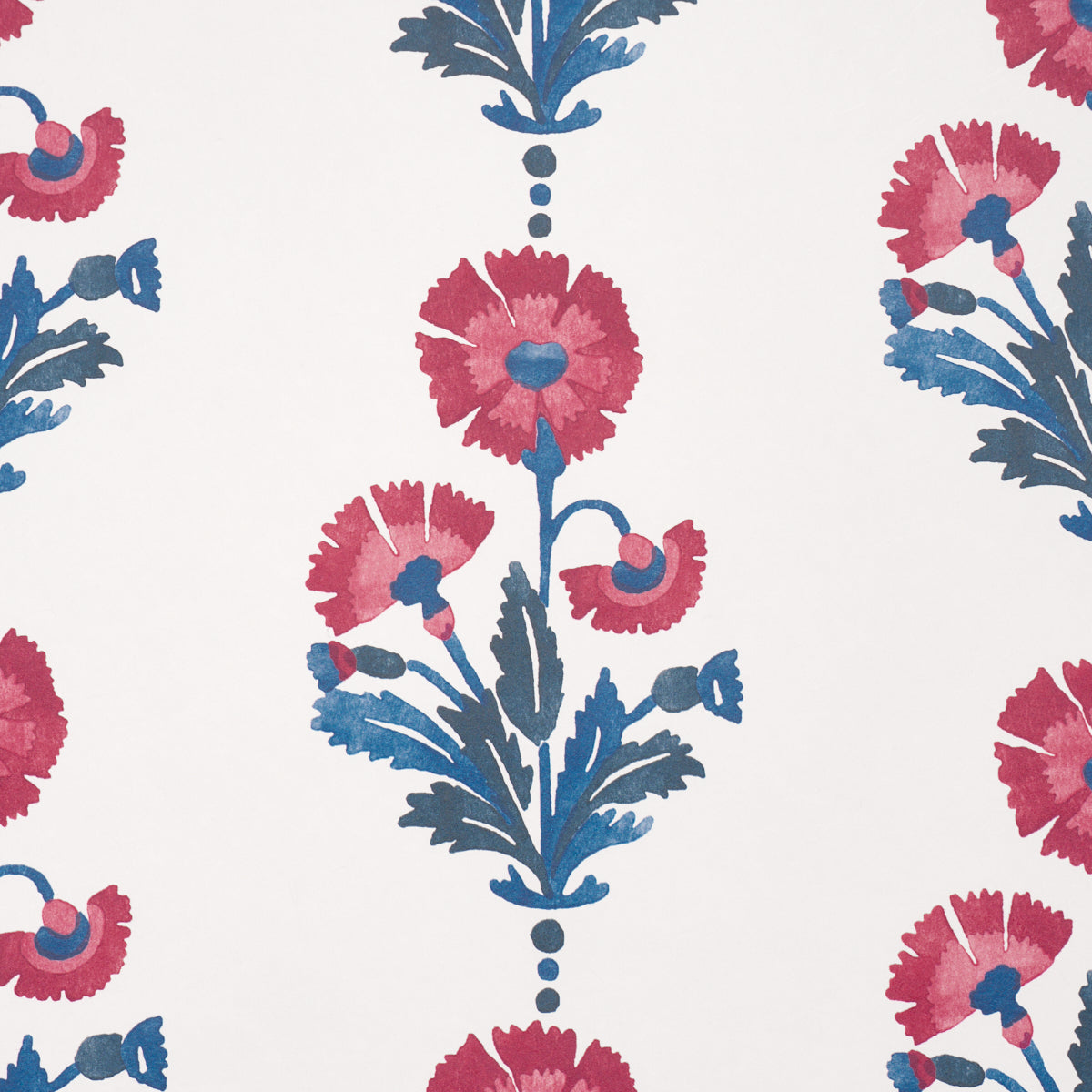Dianthus Print Wallpaper in indigo and iron color - pattern number 5017990 - by Schumacher in the Perennial Favorites collection